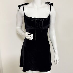Dolls Kill Current Mood Black Velvet Babydoll Mini Tank Dress w Shoulder Ties